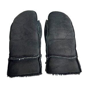 Black Leather Mittens